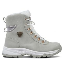 Trzewiki Luhta. Szare botki Luhta, bez wzorów, bez obcasa, na płaskiej podeszwie, bez zapięcia. Za 359.99 zł.