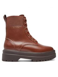 Tommy Hilfiger Trapery FW0FW08440 Brązowy. Brązowe traperki Tommy Hilfiger, bez wzorów, ze skóry, bez obcasa, bez zapięcia. Za 799.99 zł.