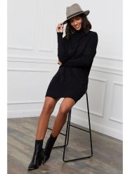 Soft Cashmere Sukienka dzianinowa w kolorze czarnym rozmiar: 34/36. Czarne sukienki Soft Cashmere, na co dzień, bez wzorów, z dzianiny, klasyczne, bez kołnierzyka, bez ramiączek, mini, proste. Za 125.85 zł.