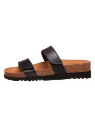 Scholl Skórzane klapki "Lusaka" w kolorze brązowym rozmiar: 42. Brązowe klapki Scholl, bez wzorów, klasyczne, z otwartym noskiem, bez obcasa, bez zapięcia. Za 155.45 zł.