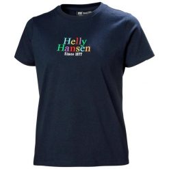 Koszulka sportowa damska Helly Hansen Core Graphic. Niebieskie t-shirty sportowe Helly Hansen, bez wzorów, z bawełny, bez ramiączek, trekkingowe. Za 244.00 zł.