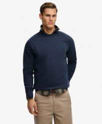 Superdry Bluza Raglan Essential Logo Luźny krój – CLASSIC NAVY. Niebieskie bluzy bez kaptura Superdry, na jesień, m, bez wzorów, z bawełny, bez kaptura. Za 266.30 zł.