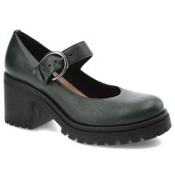 Zielone Półbuty Armodo Eleganckie Obuwie Damskie Na Obcasie. Zielone półbuty wsuwane Armodo, bez wzorów, ze skóry, eleganckie, bez obcasa, na obcasie. Za 319.00 zł.