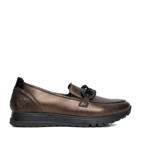 Półbuty Rieker. Żółte półbuty wsuwane Rieker, bez wzorów, bez obcasa, na płaskiej podeszwie. Za 369.99 zł.