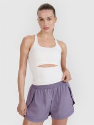 4F Top treningowy slim szybkoschnący damski 4F x Anna Lewandowska - biały S. Białe topy sportowe 4f, s, bez wzorów, z dzianiny, na fitness i siłownię. Za 99.99 zł.