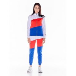Damski kombinezon Live in Colors, zapinany na zamek i ze stójką. Czerwone kombinezony LEONE 1947 APPAREL, l, bez wzorów, z dresówki, sportowe, bez kołnierzyka, bez ramiączek. W wyprzedaży za 223.60 zł.