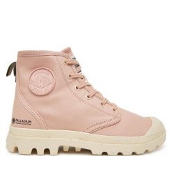 Trapery Palladium. Czerwone traperki Palladium, bez wzorów, bez obcasa, bez zapięcia. Za 349.99 zł.