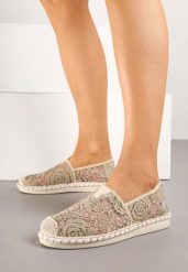 Ciemnobeżowe Espadryle z Plecionką i Koronką Merarilia. Brązowe espadryle Renee, bez wzorów, z koronki, eleganckie, bez obcasa. W wyprzedaży za 75.99 zł.
