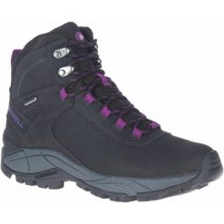 Buty Trekkingowe Damskie Merrell Vego Mid LTR Waterproof. Czarne buty trekkingowe Merrell, bez wzorów, ze skóry, bez zapięcia. Za 595.75 zł.