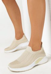 Beżowe Buty Sportowe z Elastyczną Cholewką i Ozdobną Podeszwą Pilly. Brązowe buty sportowe lifestyle Born2be, bez wzorów, sportowe, przed kostkę, bez zapięcia. W wyprzedaży za 50.99 zł.