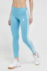 Adidas legginsy damskie kolor turkusowy z aplikacją. Niebieskie legginsy adidas, z aplikacjami, z dzianiny. Za 149.99 zł.