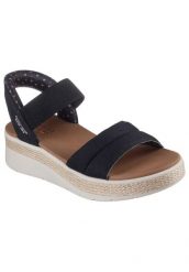 Sandały SKECHERS BOBS SUN RAY Czarny. Czarne sandały Skechers, bez wzorów, z materiału, bez obcasa, bez zapięcia. Za 261.99 zł.