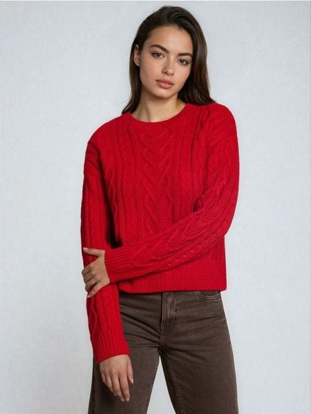 Strukturalny sweter - czerwony. Czerwone swetry Sinsay, l, bez wzorów, bez ramiączek. W wyprzedaży za 33.99 zł.