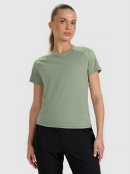 4F Koszulka do biegania w terenie szybkoschnąca damska - oliwkowa/khaki XS. Brązowe t-shirty sportowe 4f, xs, bez wzorów, z materiału, bez ramiączek, do biegania. Za 129.99 zł.