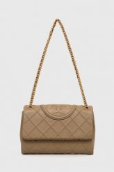 Tory Burch torebka skórzana kolor beżowy. Brązowe listonoszki Tory Burch, bez wzorów, na ramię, pikowane, bez dodatków. Za 3,839.90 zł.