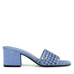 Klapki Eva Minge. Niebieskie klapki Eva Minge, bez wzorów, bez obcasa, bez zapięcia. Za 399.99 zł.