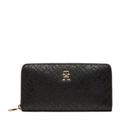 Duży Portfel Damski Tommy Hilfiger. Czarne portfele Tommy Hilfiger, bez wzorów. Za 229.99 zł.