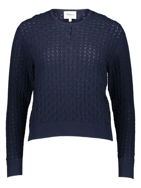 Pepe Jeans Sweter w kolorze granatowym rozmiar: M. Niebieskie swetry Pepe Jeans, m, bez wzorów, z bawełny, bez ramiączek. Za 149.66 zł.