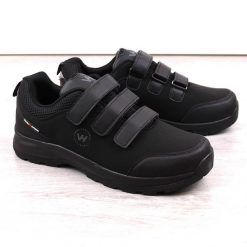 Buty trekkingowe sportowe softshell na rzepy czarne Vanhorn. Czarne buty trekkingowe Vanhorn, z materiału, bez zapięcia. Za 99.00 zł.