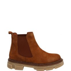 ZAMSZOWE BOTKI 1389801 COCONUT. Botki Venezia, bez wzorów, ze skóry, bez obcasa, bez zapięcia. Za 249.00 zł.