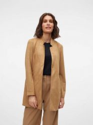Vero Moda Płaszcz przejściowy w kolorze karmelowym rozmiar: XS. Brązowe płaszcze Vero Moda, xs, bez wzorów, ze skóry, bez kaptura. Za 74.81 zł.