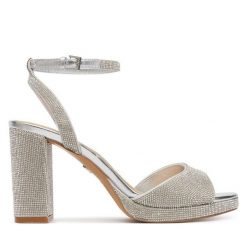 Sandały Aldo. Szare sandały Aldo, bez wzorów, bez obcasa, na słupku, bez zapięcia. Za 499.99 zł.