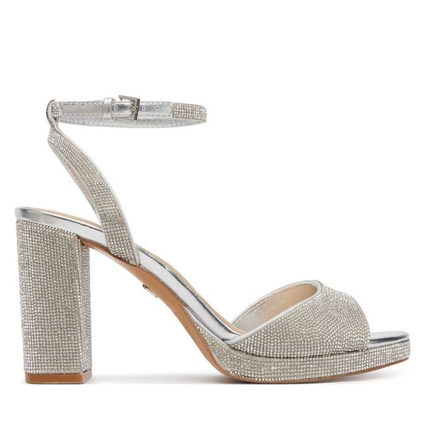 Sandały Aldo. Szare sandały Aldo, bez wzorów, bez obcasa, na słupku, bez zapięcia. Za 499.99 zł.