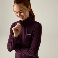 Damska bluza polarowa Harrow z zamkiem błyskawicznym. Fioletowe bluzy bez kaptura Regatta, l, bez wzorów, z materiału, bez kaptura, trekkingowe. Za 159.50 zł.