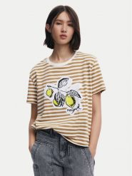 Desigual T-Shirt Lemon 25SWTKAE Beżowy Regular Fit. Brązowe t-shirty Desigual, xl, bez wzorów, z bawełny, bez kołnierzyka, bez ramiączek. Za 179.99 zł.