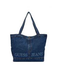 Guess Jeans Torebka M4BZ67 D5RH0 Niebieski. Niebieskie shopper bag Guess Jeans, z aplikacjami, z jeansu, bez dodatków. Za 149.99 zł.
