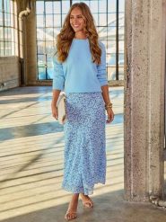 LA Angels Spódnica w kolorze błękitno-niebieskim rozmiar: L. Niebieskie spódnice LA Angels, na co dzień, l, bez wzorów, maxi, proste. Za 130.99 zł.