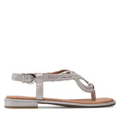 Sandały Caprice. Szare sandały Caprice, bez wzorów, bez obcasa, na płaskiej podeszwie, bez zapięcia. Za 149.99 zł.