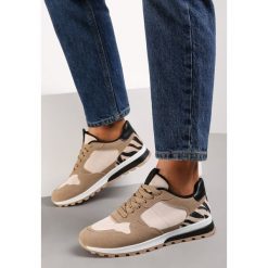 Ciemnobeżowe Buty Sportowe Ernnman. Brązowe buty sportowe lifestyle Renee, z aplikacjami, sportowe, z okrągłym noskiem, bez zapięcia. W wyprzedaży za 119.99 zł.