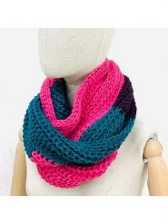 MILANO AMOUR Szal-koło w kolorze morsko-różowo-bordowym - 128 x 25 cm rozmiar: onesize. Niebieskie szaliki i kominy MILANO AMOUR, bez wzorów, z materiału. Za 191.88 zł.