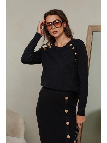 Joséfine Sweter "God" w kolorze czarnym rozmiar: M. Czarne swetry Joséfine, m, bez wzorów, ze splotem, bez ramiączek. Za 192.79 zł.