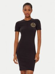 Versace Jeans Couture Sukienka codzienna 78HAOT00 Czarny Slim Fit. Czarne sukienki Versace Jeans Couture, na co dzień, xl, bez wzorów, z bawełny, bez kołnierzyka, bez ramiączek, proste. Za 339.99 zł.