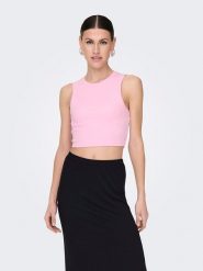 ONLY Top "Vilma" w kolorze jasnoróżowym rozmiar: XL. Różowe topy ONLY, xl, bez wzorów, prążkowane, bez kołnierzyka, bez ramiączek. Za 32.98 zł.