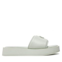 Klapki Calvin Klein. Zielone klapki Calvin Klein, bez wzorów, bez obcasa, bez zapięcia. Za 659.99 zł.