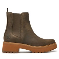 Botki Timberland. Szare botki Timberland, bez wzorów, bez obcasa, na płaskiej podeszwie, bez zapięcia. Za 369.99 zł.