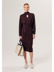 Rodier Wełniana sukienka w kolorze fioletowym rozmiar: XL. Różowe sukienki Rodier, na co dzień, xl, bez wzorów, z tkaniny, klasyczne, bez kołnierzyka, bez ramiączek, midi, proste. Za 492.45 zł.