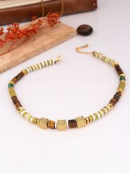 Charlize Pozłacany naszyjnik z kamieniami szlachetnymi - dł. 45 cm rozmiar: onesize. Brązowe naszyjniki Charlize, z materiału, z cytrynem, pozłacane. Za 134.85 zł.