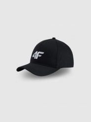 4F Czapka z daszkiem strapback damska - czarna S/M. Czarne czapki z daszkiem 4f, na lato, bez wzorów, z bawełny, sportowe. Za 59.99 zł.