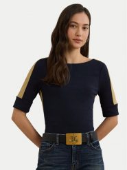 LAUREN RALPH LAUREN Bluzka 200963099001 Granatowy Slim Fit. Niebieskie bluzki Lauren Ralph Lauren, xs, bez wzorów, z bawełny, bez kołnierzyka, bez ramiączek. Za 229.99 zł.