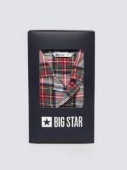 Piżama dwuczęściowa bawełniana w kratę biało-czerwona Senmunis 100. Białe piżamy BIG STAR, l, bez wzorów, z bawełny, bez kołnierzyka, bez ramiączek. Za 279.99 zł.