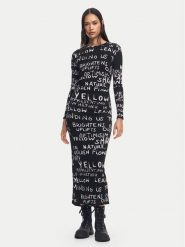 Desigual Sukienka codzienna 24WWVK45 Czarny Slim Fit. Czarne sukienki Desigual, na co dzień, s, bez wzorów, z wiskozy, bez kołnierzyka, bez ramiączek, proste. Za 249.99 zł.