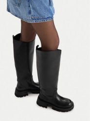 G-Star Raw Kozaki EO-GLCIE-GLC5559 Czarny. Czarne kozaki G-Star, bez wzorów, ze skóry, retro, bez obcasa, na płaskiej podeszwie, bez zapięcia. Za 799.99 zł.