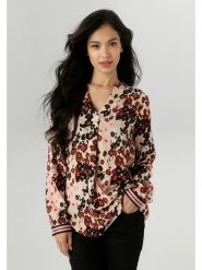 Aniston Bluzka w kolorze beżowo-brązowo-czarnym rozmiar: 44. Brązowe bluzki Aniston, bez wzorów, z wiskozy, bez kołnierzyka, bez ramiączek. Za 86.95 zł.