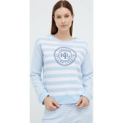 Lauren Ralph Lauren piżama damska. Niebieskie piżamy Lauren Ralph Lauren, l, bez wzorów, z dzianiny, bez kołnierzyka, bez ramiączek, długie. Za 499.99 zł.