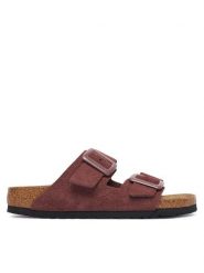 Birkenstock Klapki Arizona Cushion Buckle 1033103 Różowy ciemny. Czerwone klapki Birkenstock, bez wzorów, ze skóry, bez obcasa, bez zapięcia. Za 629.99 zł.