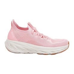Wygodne Buty Sportowe Damskie Big Star RR274A131 HI-POLY System Różowe. Czerwone buty treningowe bez wzorów, bez zapięcia. Za 263.63 zł.